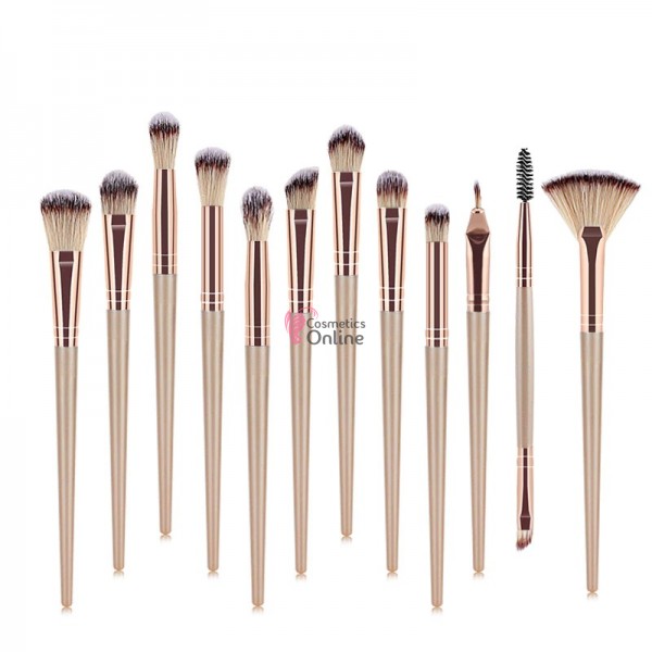 Pensule de Make-up 12 bucati Crem-Nude Profesionale MKB15